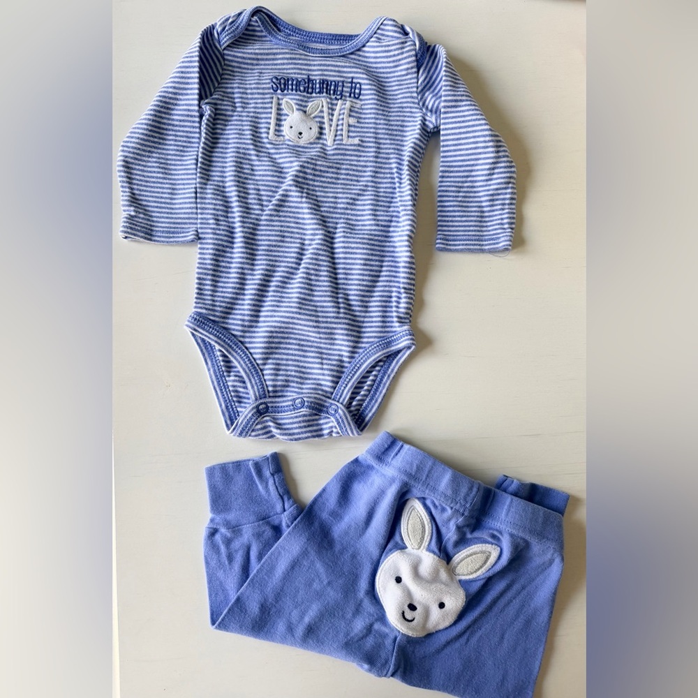 Carter's Light Blue Striped Baby Matching Set